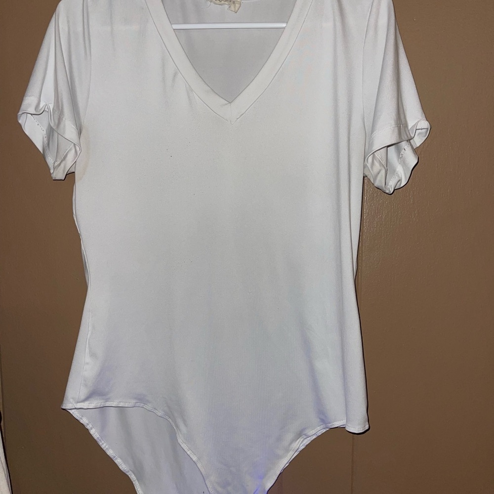 White V-Neck Short Sleeve Bodysuit